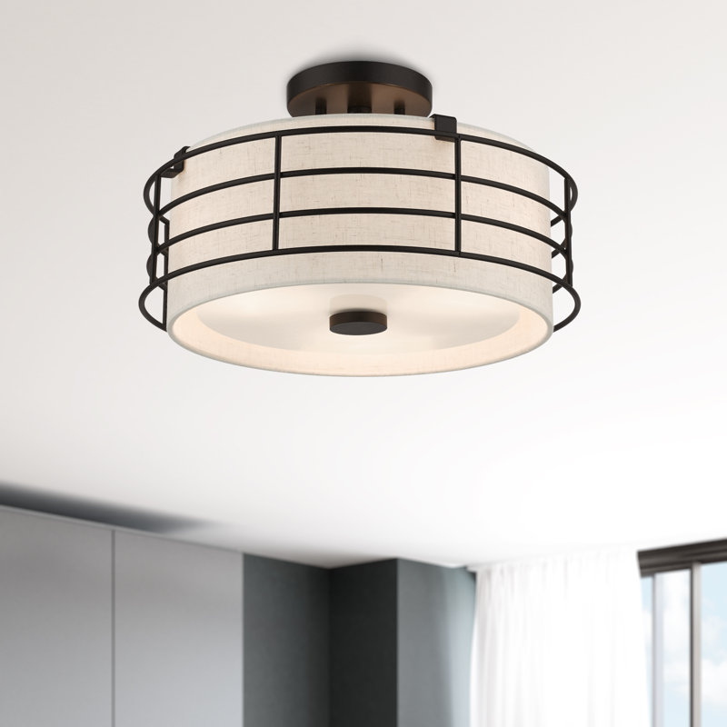 Maricruz Fabric Semi Flush Mount, Bronze
