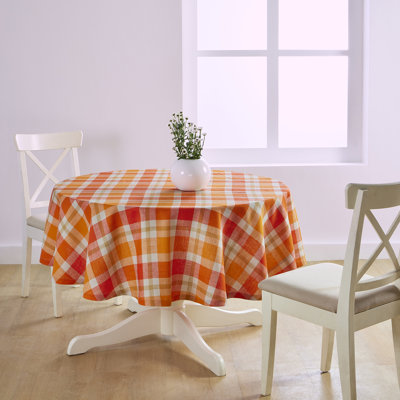 Morgan Check - 100% Pure Linen Round Tablecloth