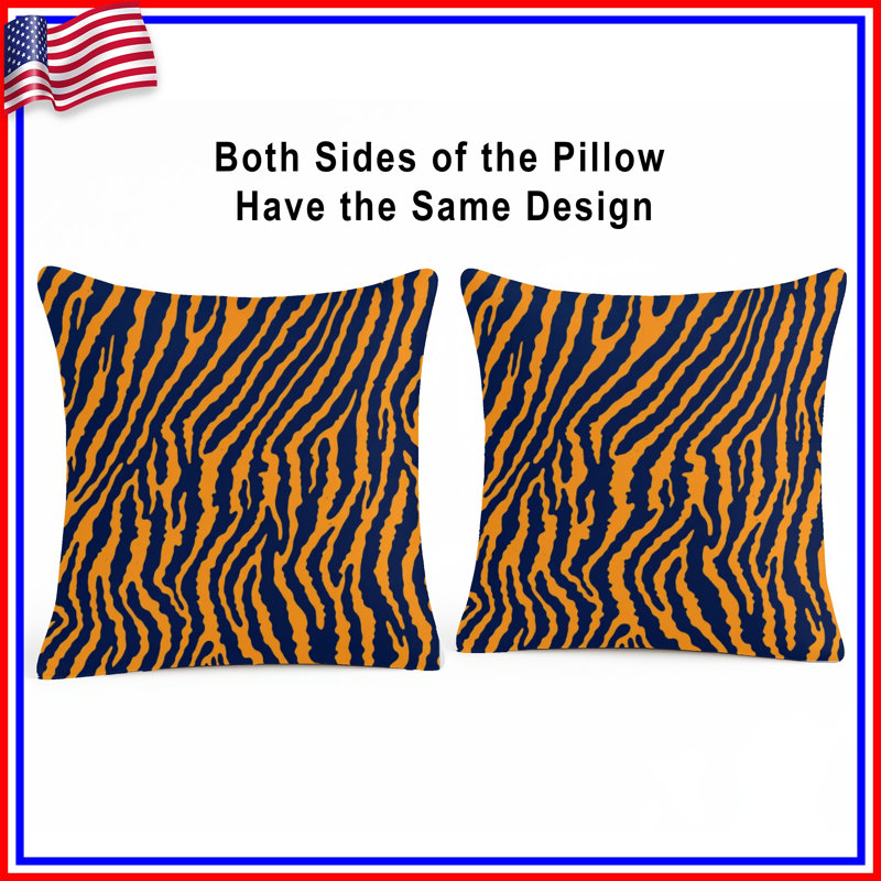 Coussins décoratifs Tiger, 18 x 18 inches, Dark Blue Orange