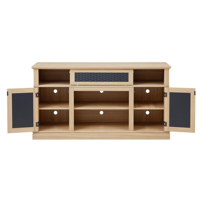 Meuble télé avec compartiments supplémentaires, motif, pour téléviseur de 65 po, chêne, grand support de chêne spacieux, peut accueillir