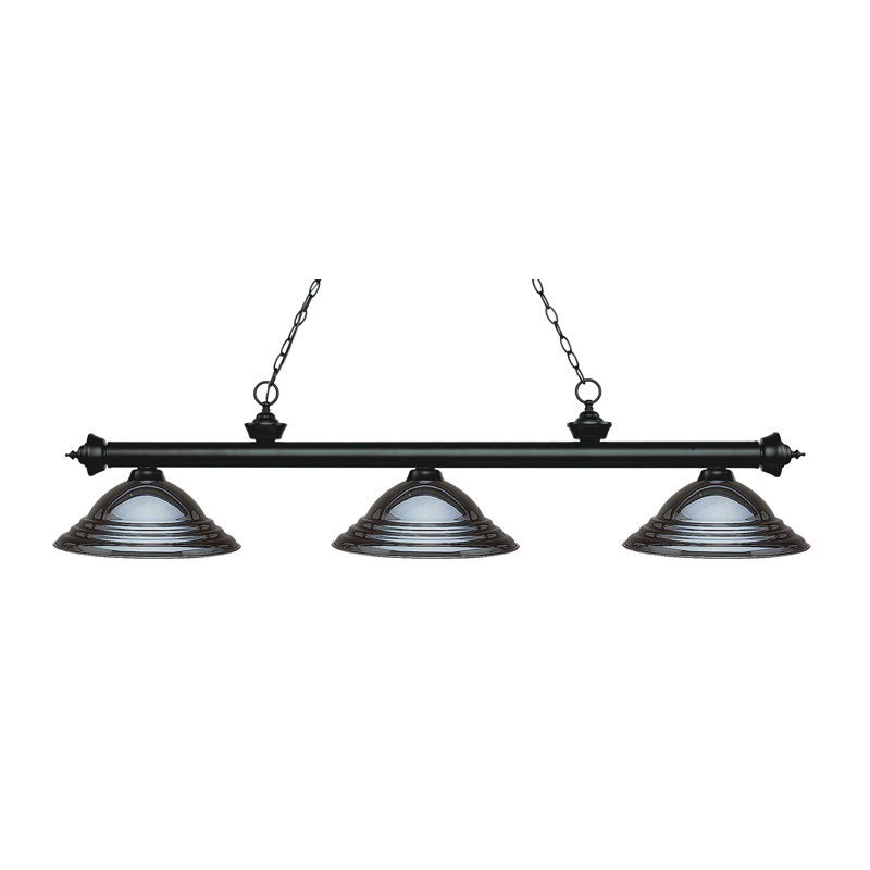Luminaire suspendu linéaire à 3 lumières pour table de billard Chevelle, Métal industriel, Noir mat