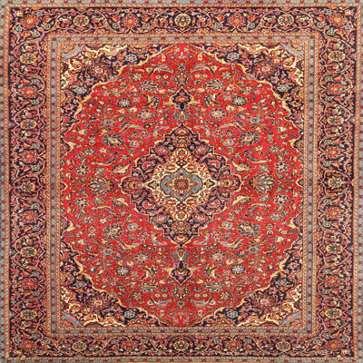 Tapis rouge/beige/noir traditionnel ooper