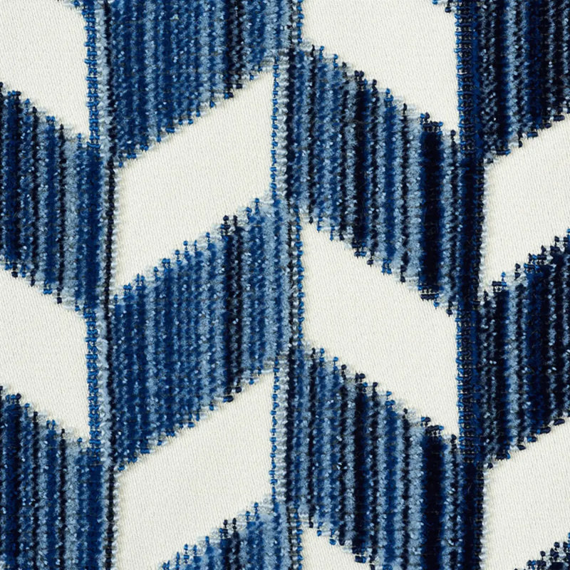 Chevron Strie Velvet Fabric, Lapis