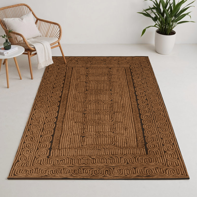 Tapis d'intérieur et d'extérieur brun français, Rectangle 5 pi x 7 pi