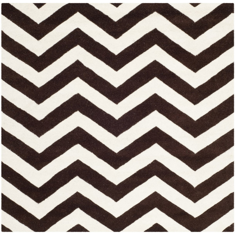 Teresita Hand Tufted Wool Chevron Rug, Square 5'