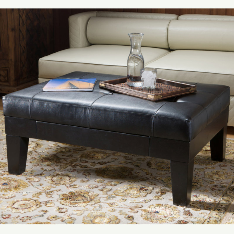 OTTOMAN WITH DRAWER, Black