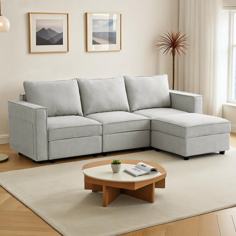 Canapé modulaire avec rangement pour grands sièges, Gris
