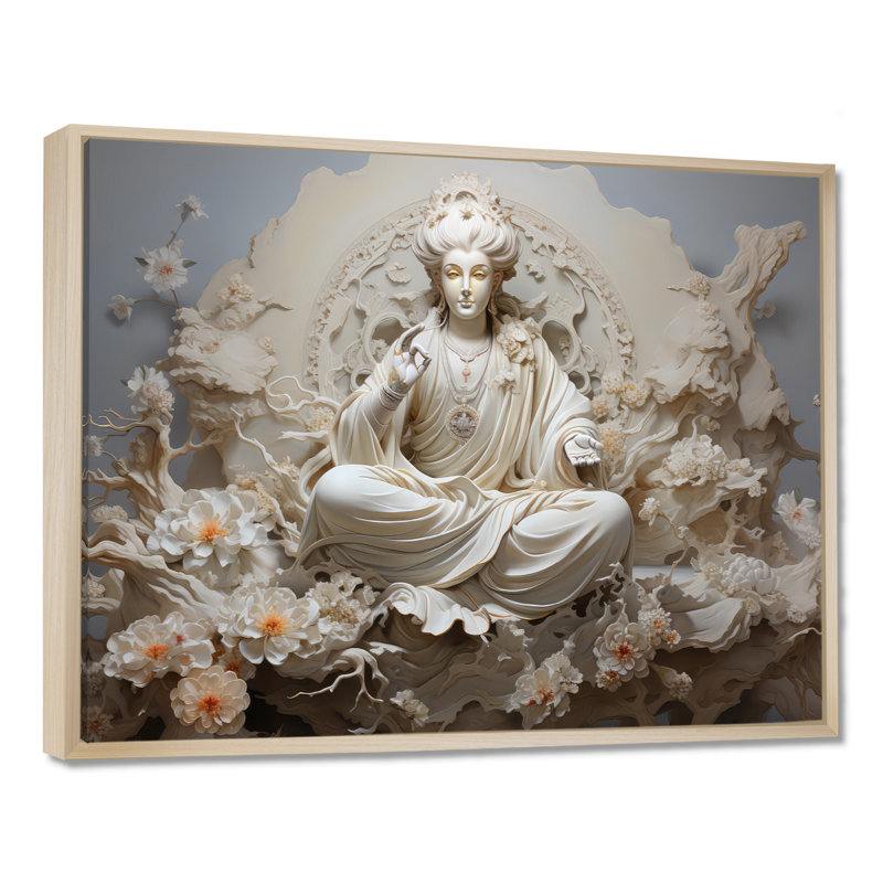 Hindou Bhagavad Gita Béni I, H 12 po x l 20 po x P 1 po, Cadre flottant érable