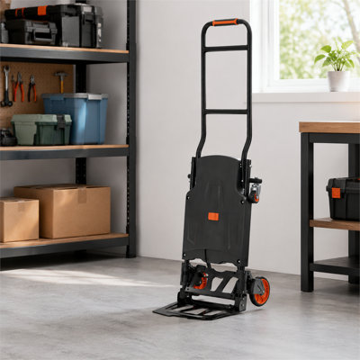 Chariot-plateforme pliable noir 2 en 1 robuste en aluminium et en acier au carbone d'une capacité de 300 lb avec roues en caoutchouc de frein à 360 degrés et poignée antidérapante