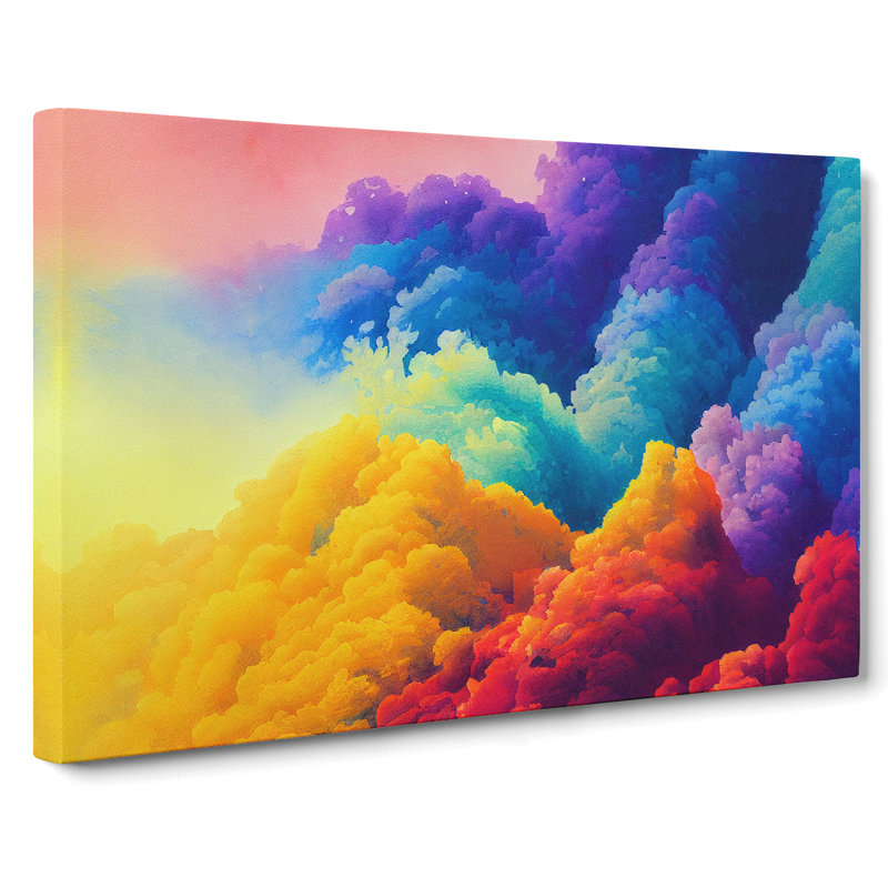 Watercolour Rainbow Clouds - Wrapped Canvas, 35cm H x 50cm W x 3cm D