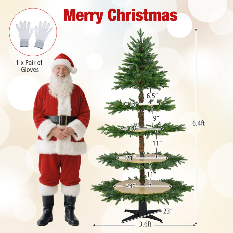  Support pour arbre de Noël rotatif 6,4 pi avec 280 branches et 220 lumières DEL