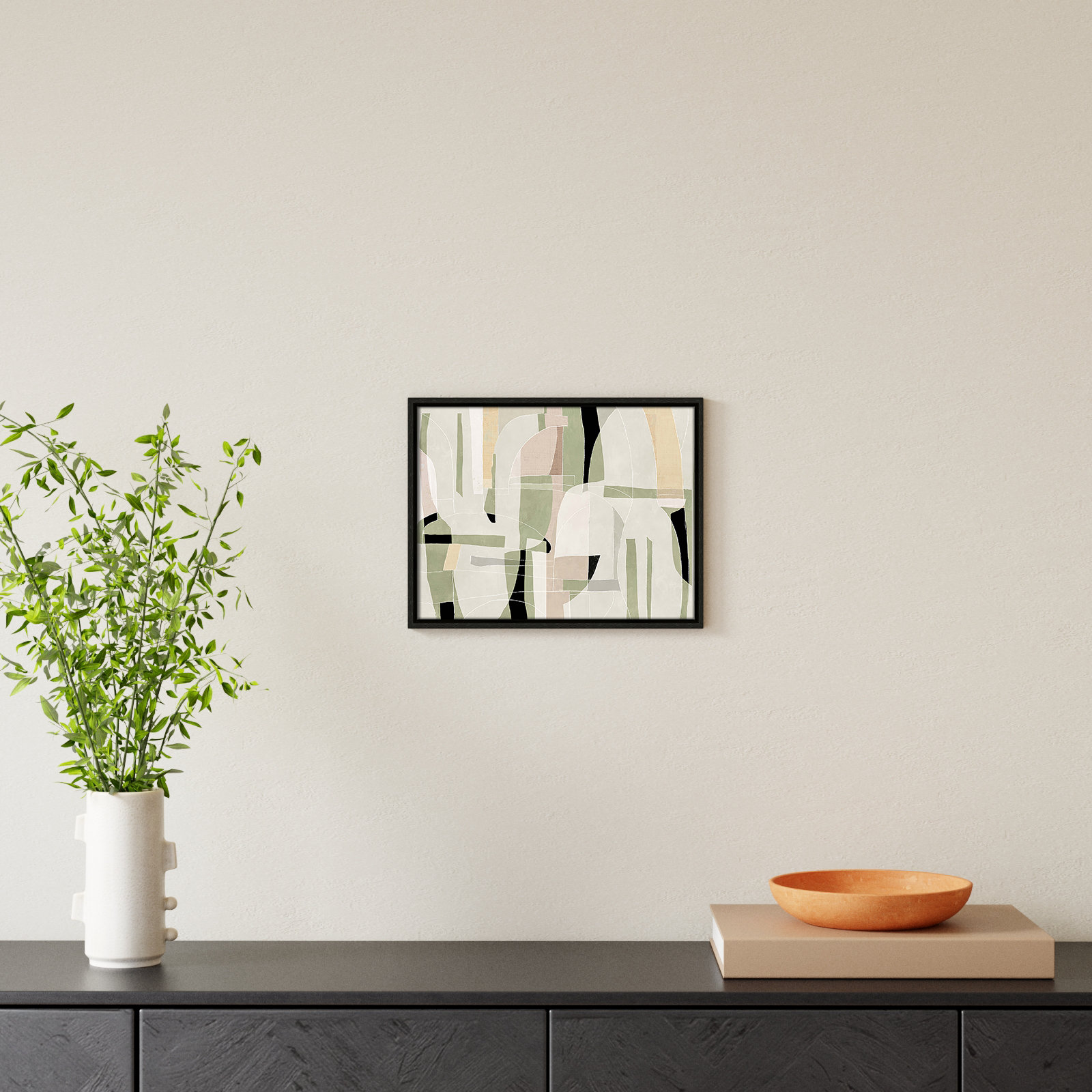 Sunny Barcelona - Floater Frame Canvas, 15.5" W x 12.5" H, Espresso