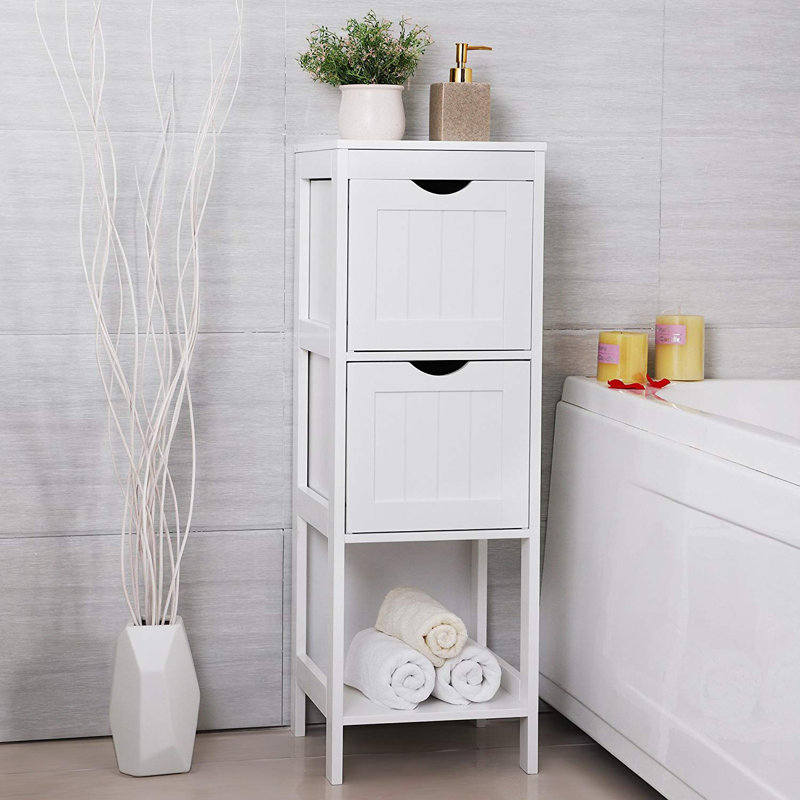 Support de rangement multifonctionnel pour armoire de plancher, 2 tiroirs, blanc