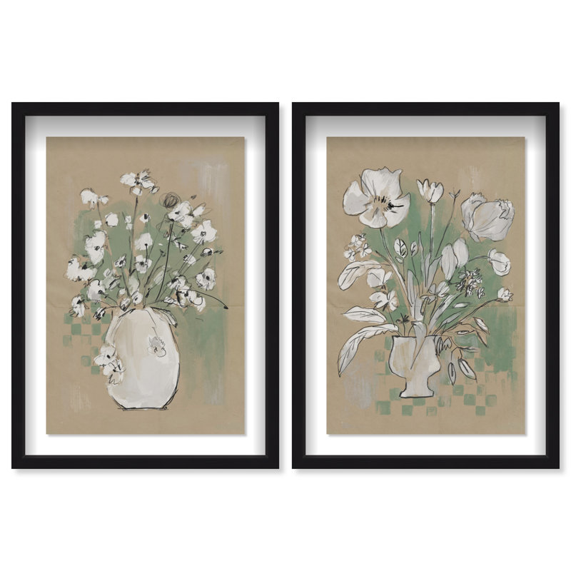 Spring Energy Set Shadowbox Floral & Botanical Print by Oliver Gal, Black Frame, 10 x 15, 31.5" H x 21.5" W, Black Shadowbox