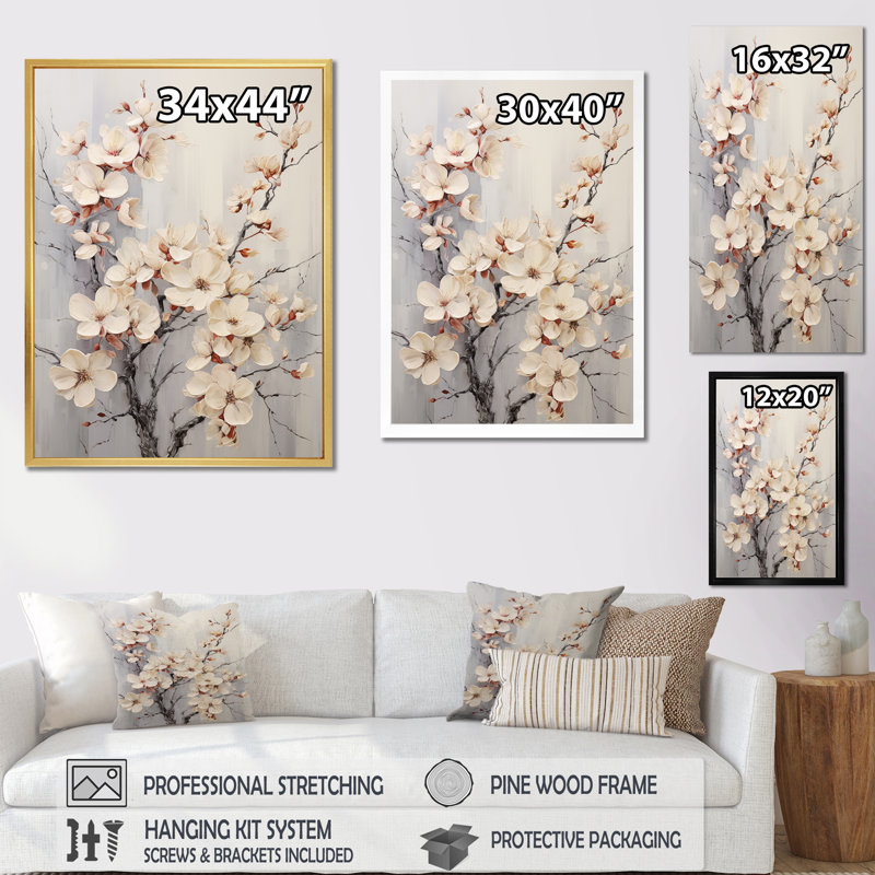 Cornouiller blanc Blossom Escape VII - reproduction, H 32 po x l 16 po x P 1 po, Toile tendue