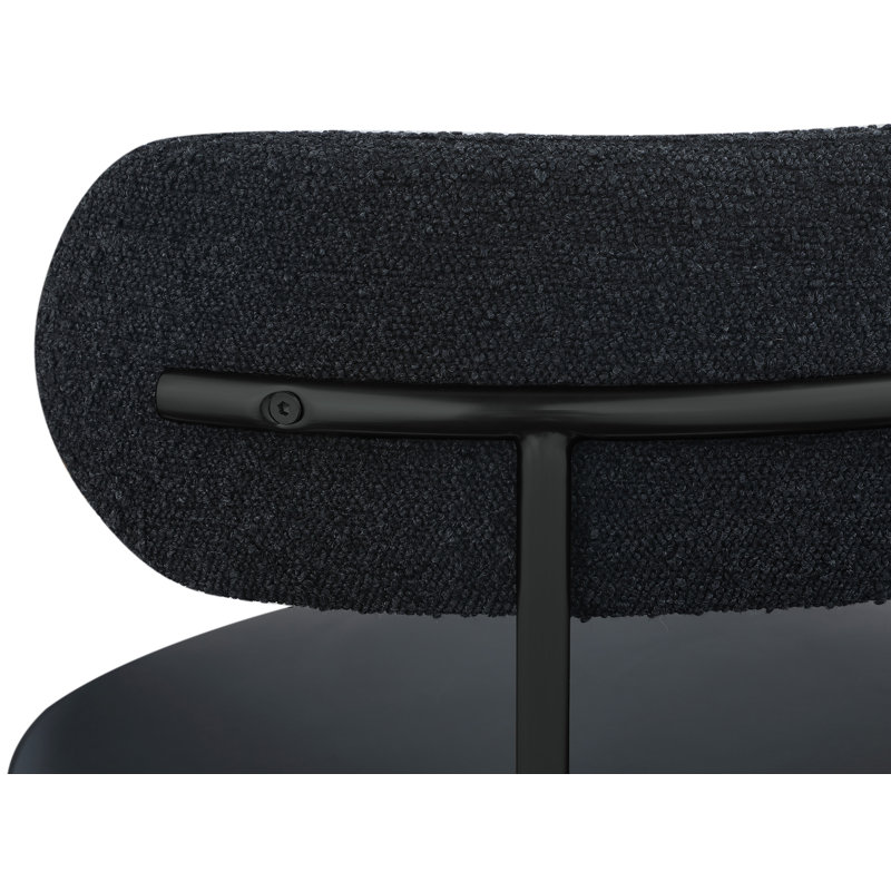 Tabouret de comptoir 26,5 po, Cuir vegan noir et tissu bouclé