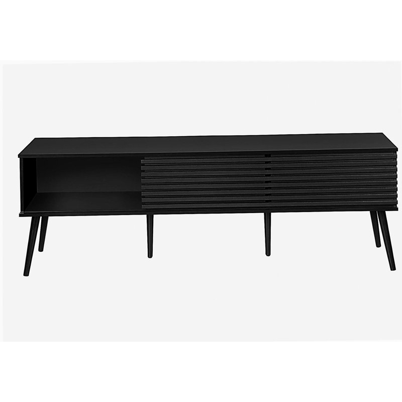 Meuble télé 72 po, meuble multimédia, meuble de rangement, comptoir, tablette de rangement, chambre à coucher, salon, peinture noire au four