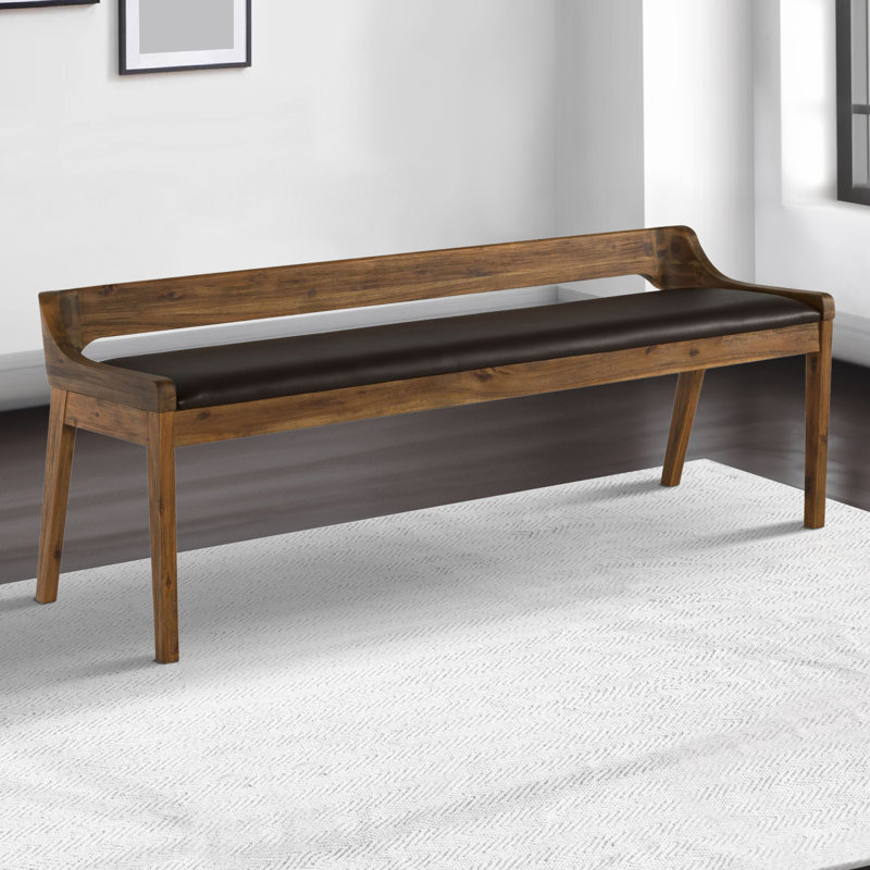 Wade Logan® Aybri Faux Leather Wood Bench Reviews Wayfair