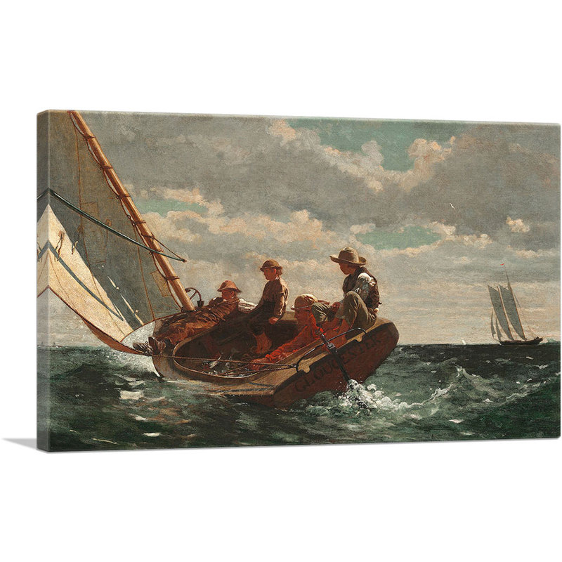 Breezing Up A Fair Wind 1876 - reproduction d'art, H 18 po x l 26 po x P 0,75 po