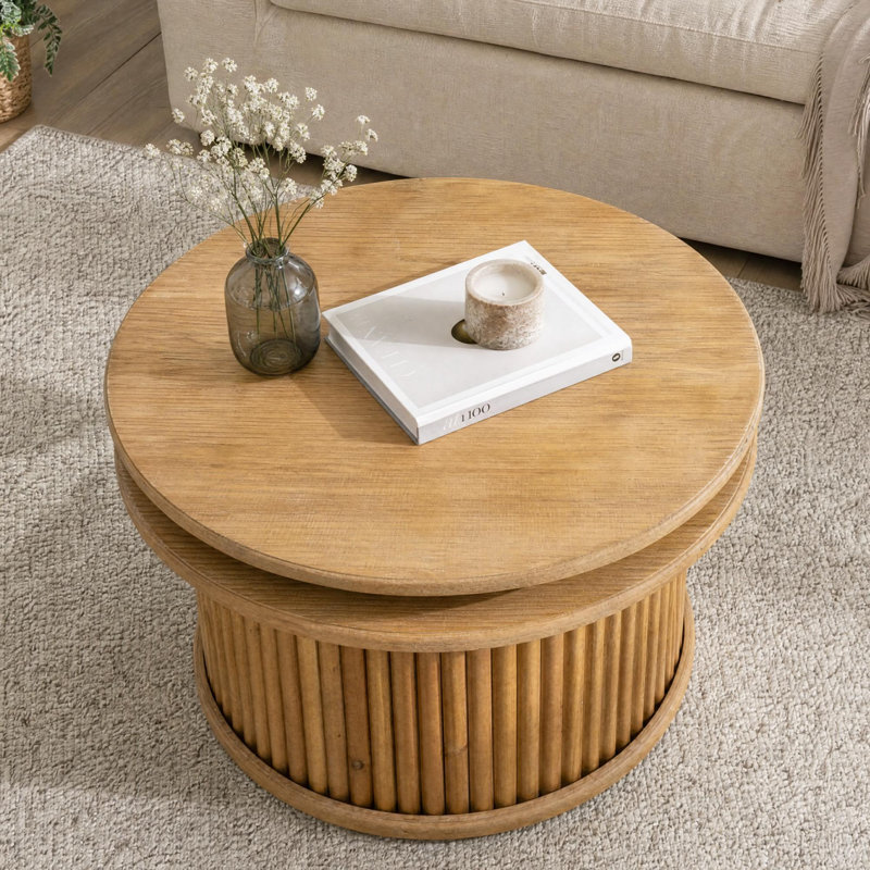 Table basse ronde de 32 po avec design flottant à 2 niveaux pour le salon