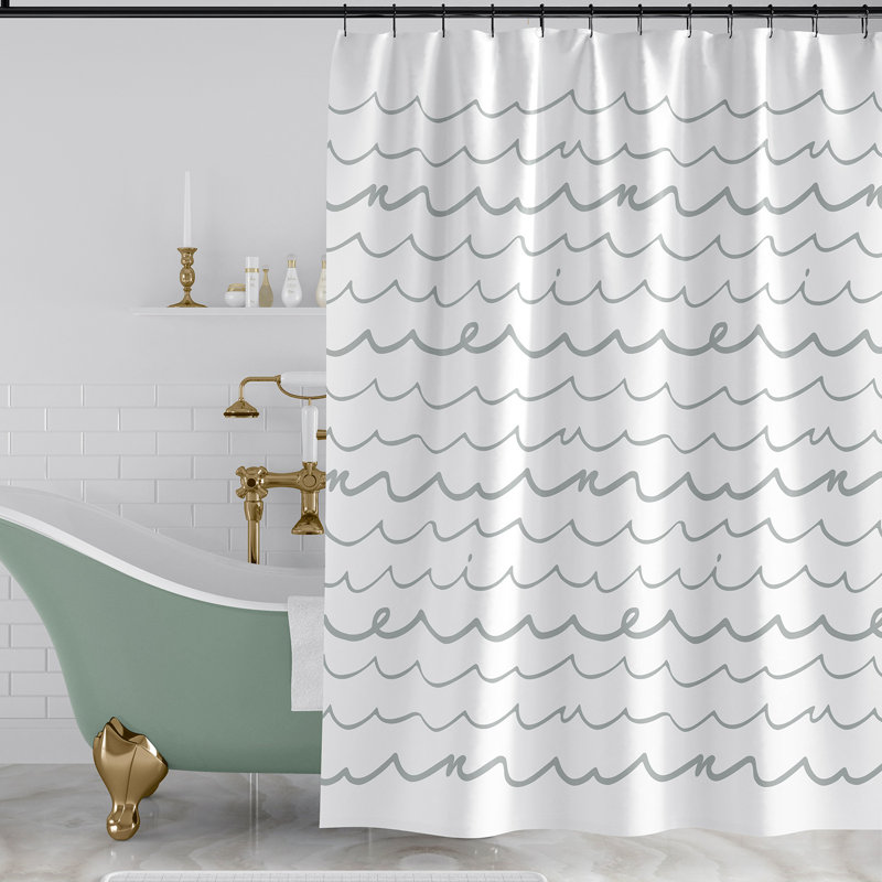 Rideau de douche imperméable à rayures simples, Grey