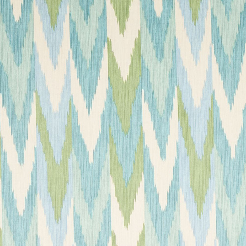 Kashgar Velvet Ikat Fabric, Mineral/Leaf