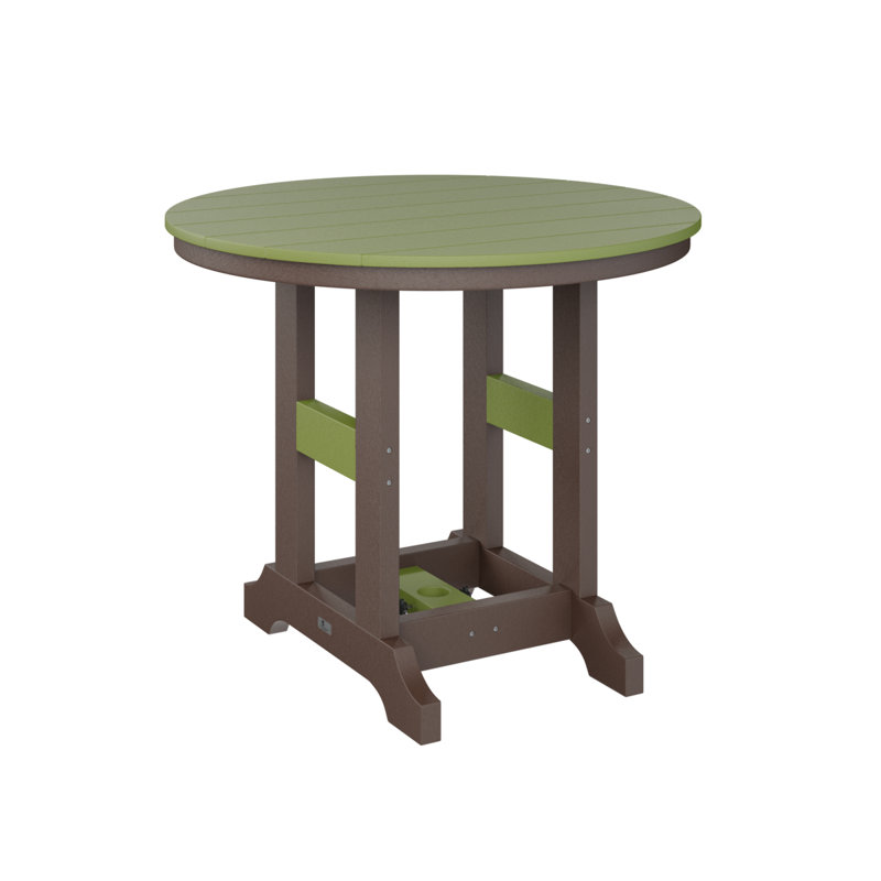 Garden Classic Outdoor Round Dining Table, Chocolate Brown, Kiwi Green