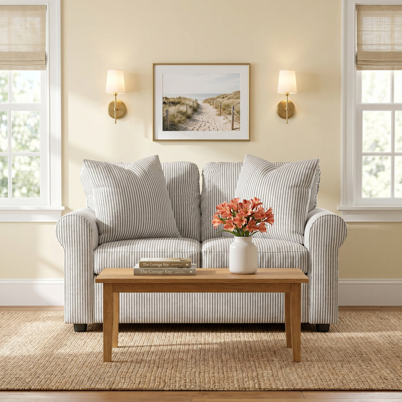 Warrington Upholstered 60'' Loveseat, Drusky Snow Sustain® Basketweave