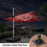11 pi Parasol lumineux de luxe à double plateau carré avec base en tôle d'acier