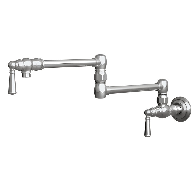 Jacobean Wall Mount Pot Filler, Polished Chrome
