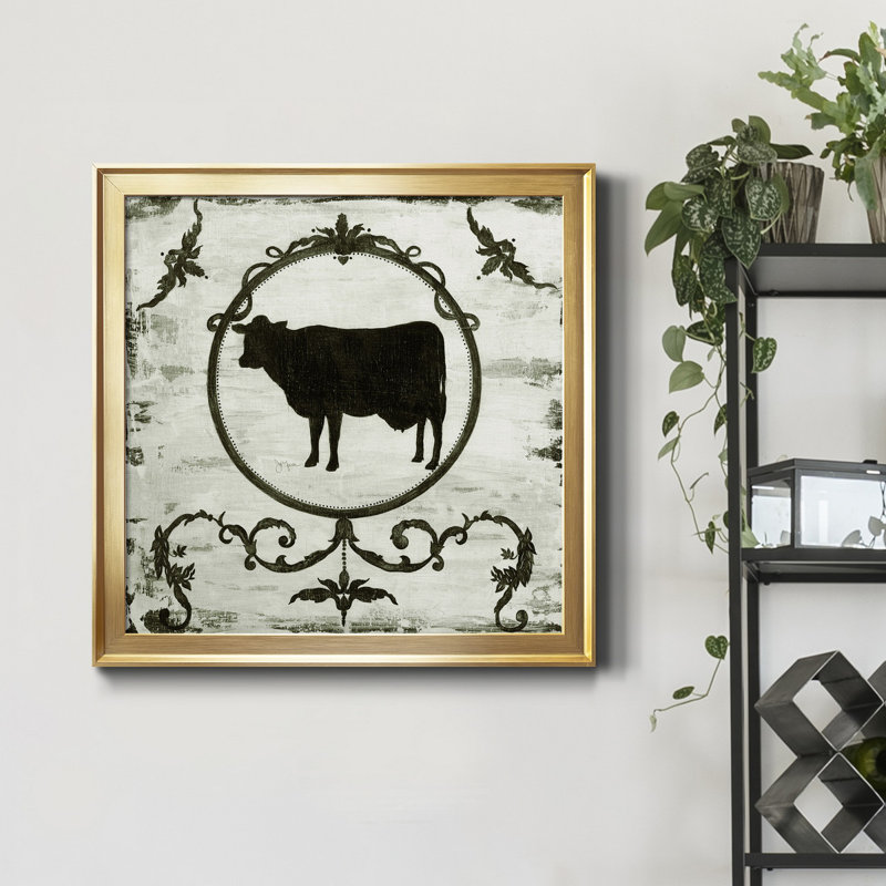Berkshire Cow - Reproduction d'art graphique sur toile encadrée, H 34,5 po x l 34,5 po x P 1,5 po, Encadrement doré