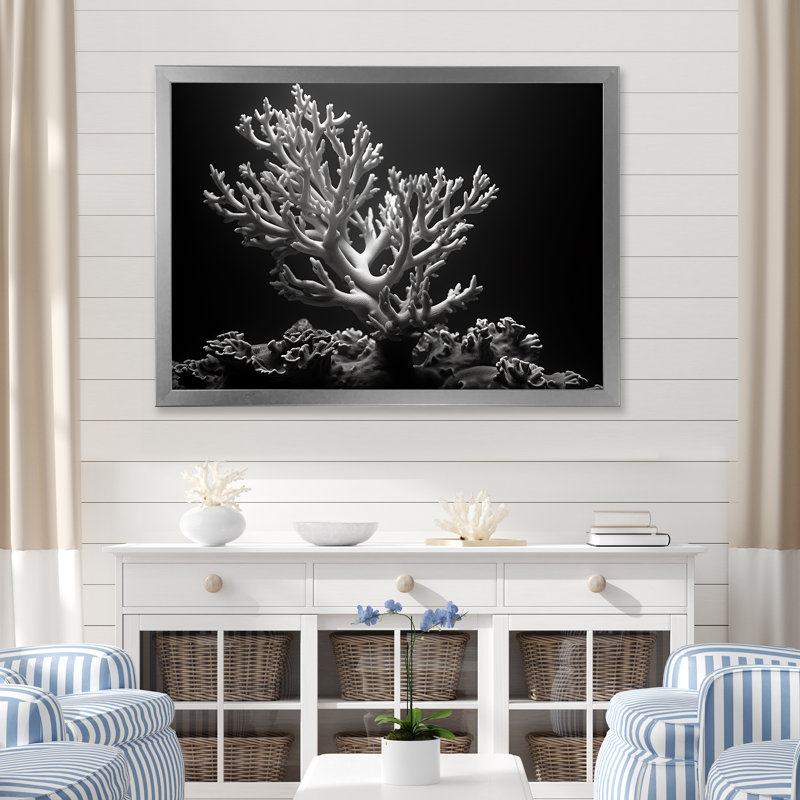 Noir et blanc Anemoner Photo II sur toile, H 12 po x l 20 po x P 1 po, Cadre photo argenté