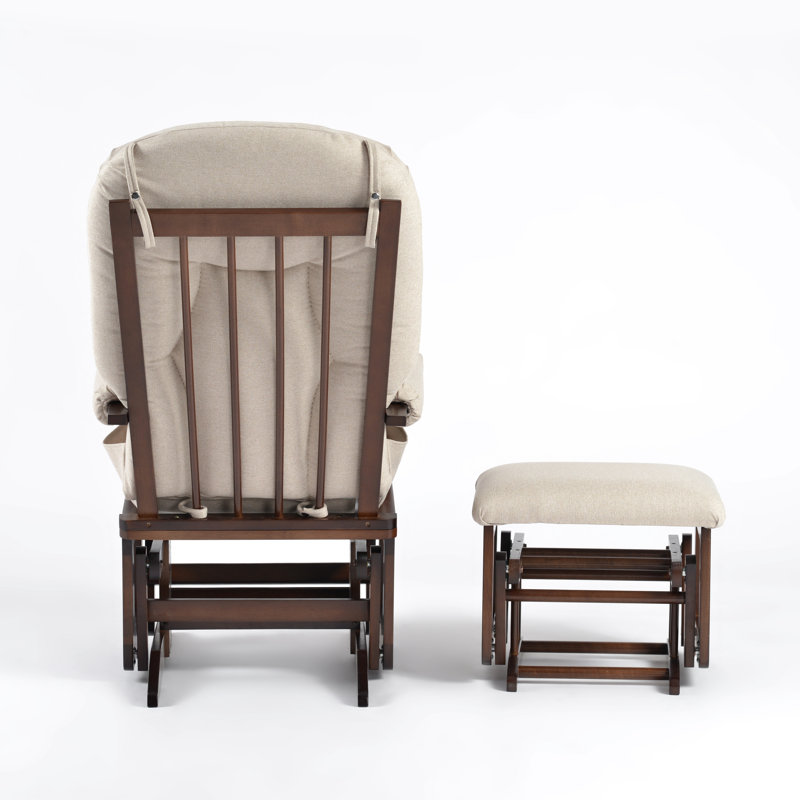 Fauteuil à bascule et repose-pieds Joy Deluxe, Cream, Bois espresso