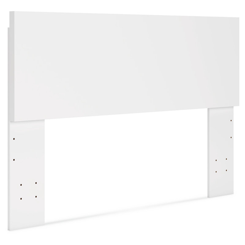 White Contemporary Queen Wood Panel Bed