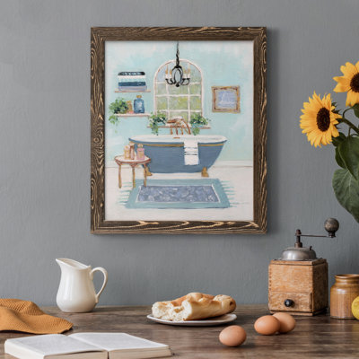 «Blue Bath I», peinture sur toile encadrée