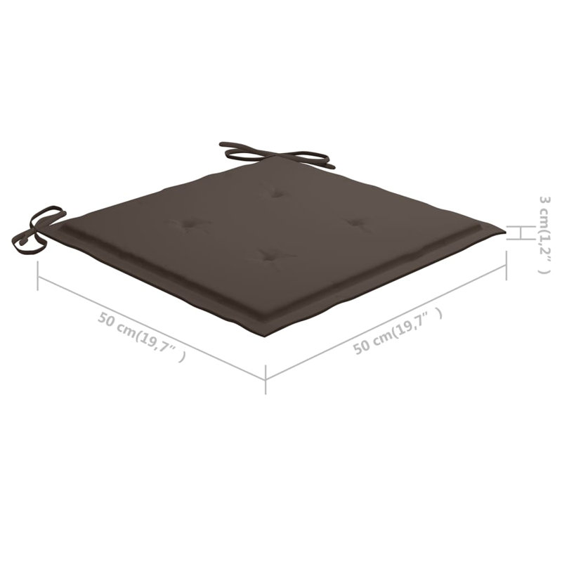 Outdoor Seat Cushion, Brown, 19.7" H x 19.7" W x 1.6" D