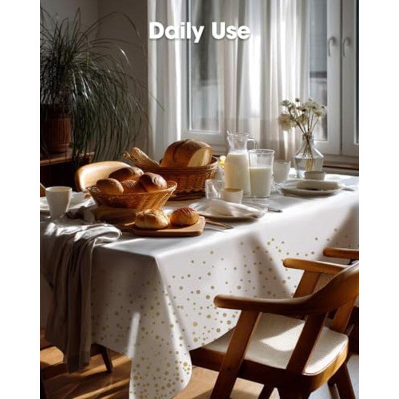 Plastic Table Cloth Disposable 10 Pack, 54 x 108 Inch Table Cloths, Graduation Decorations Class of 2025, Graduation Tablecloths, Rectangle, Plastic Cover, Leakproof & Sturdy, White and Gold