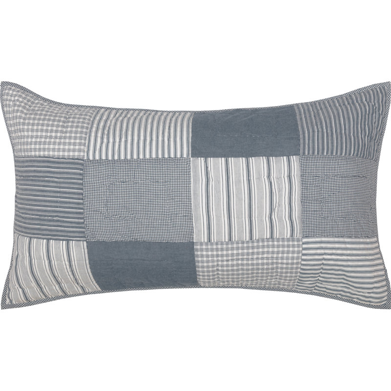 Couvre-oreiller Sawyer Mill 100% coton, Très grand, Bleu denim / blanc cassé