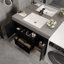 Meuble-lavabo simple flottant simple avec comptoir en faux marbre, lavabo en céramique