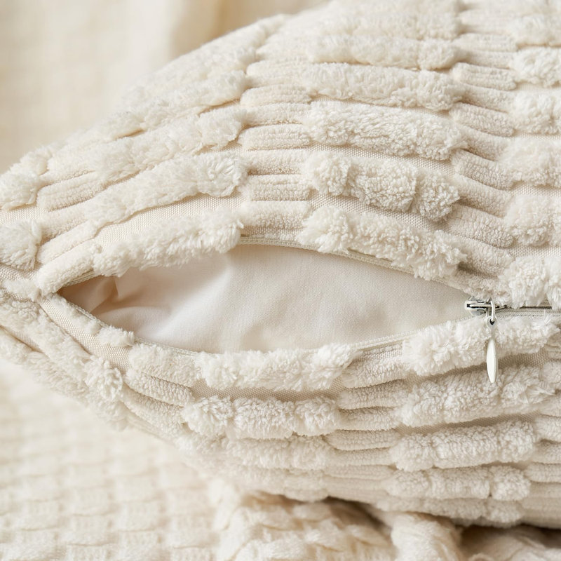 Striped Square Cushion Cover, Cream White