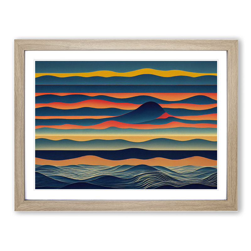 Abstract Mountains - Framed Print, 25cm H x 34cm W x 2cm D, Oak