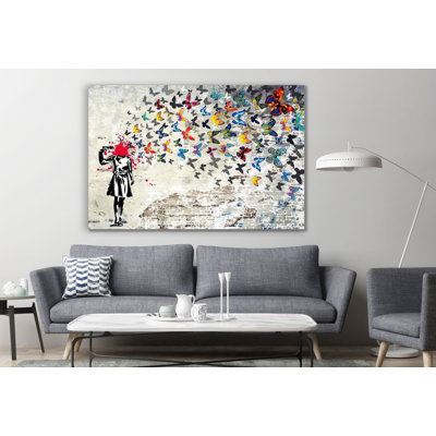 Butterfly Girl – Banksy Style Street Art Portrait Canvas