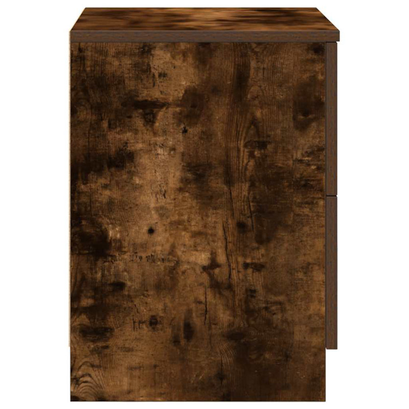 Bedside Cabinet With 2 Drawers, Smoked Oak, 1