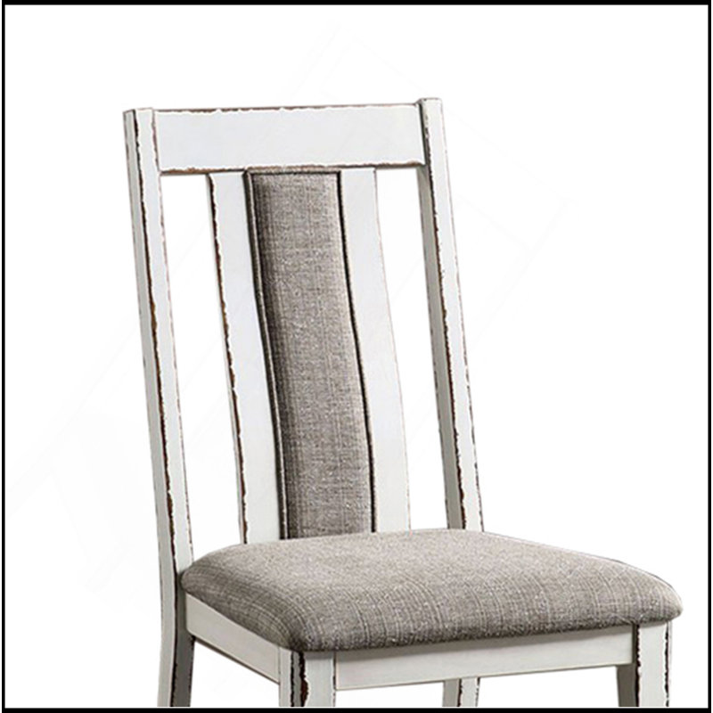 Ensemble de 2 chaises d'appoint rembourrées au fini blanc vieilli et gris chaud