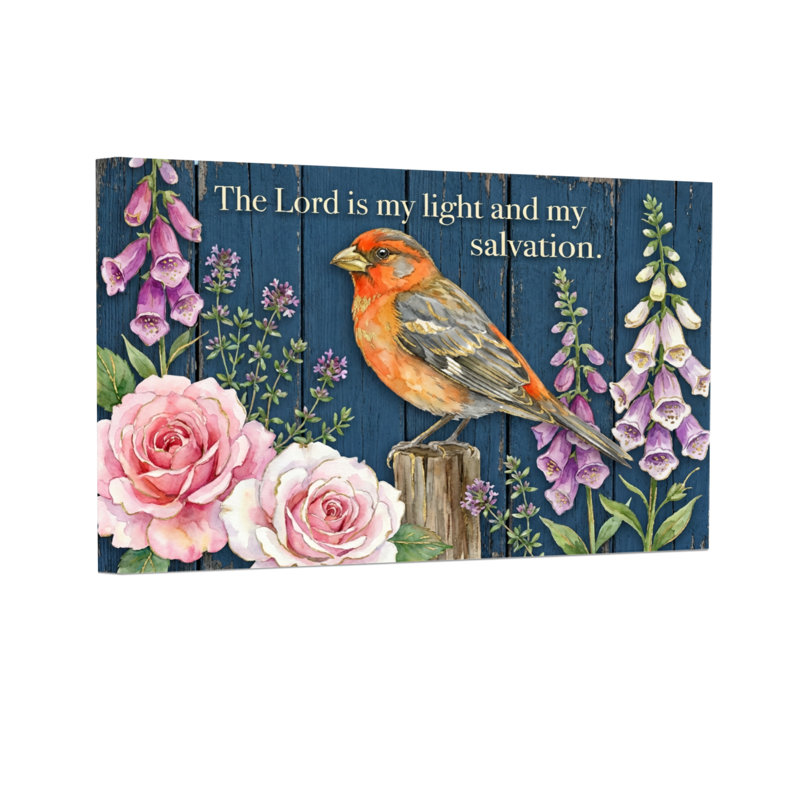 Texte et chiffres Oiseau Fleurs Roses Fond de bois Texte, H 32 po x l 48 po