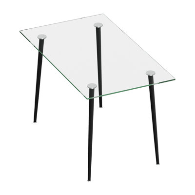 Glass Top Metal Base Dining Table