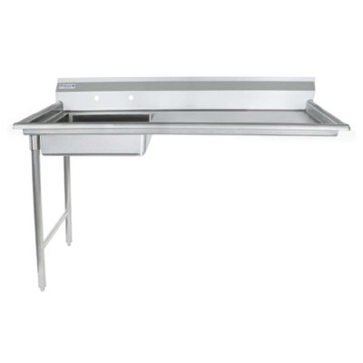 Table de vaisselle sale en acier inoxydable de 60 po de large EMPURA | Table de travail commerciale à gauche sous le comptoir pour cuisine de salle à manger de restaurant | Dosseret de 7,5 po | L 60 po x P 30 po x H 41,5 po, calibre 16, NSF