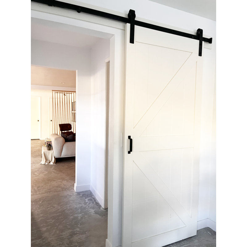 Panelled Wood Sliding Barn Door with Installation Hardware Kit