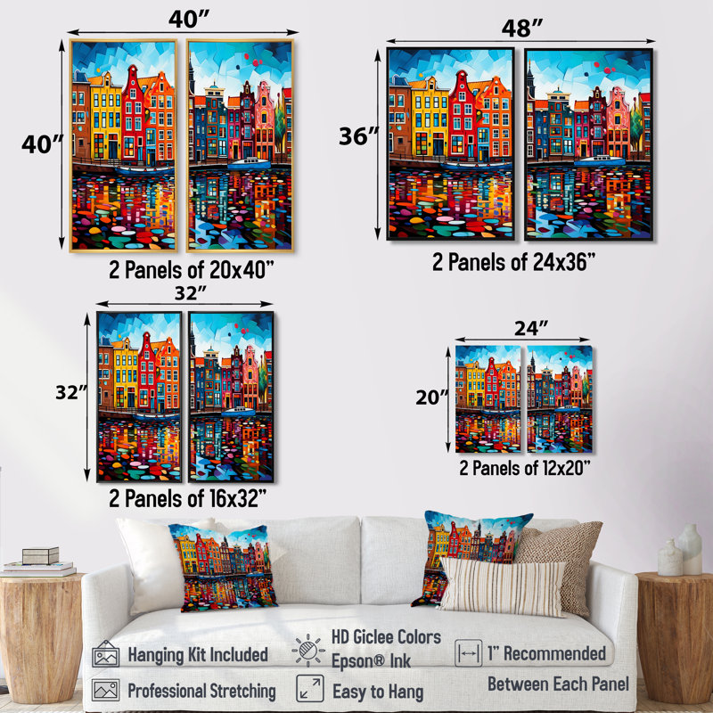 Nathanael - ensemble d'art mural multicolore de 2, Noir, H 36 po x l 48 po, Impression encadrée flottante