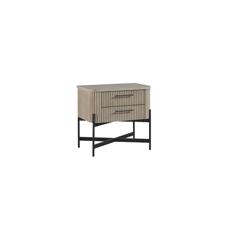 Table de chevet 2 tiroirs Eastville, Taupe